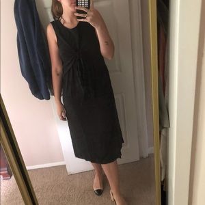 Front Knot Linen Midi Dress